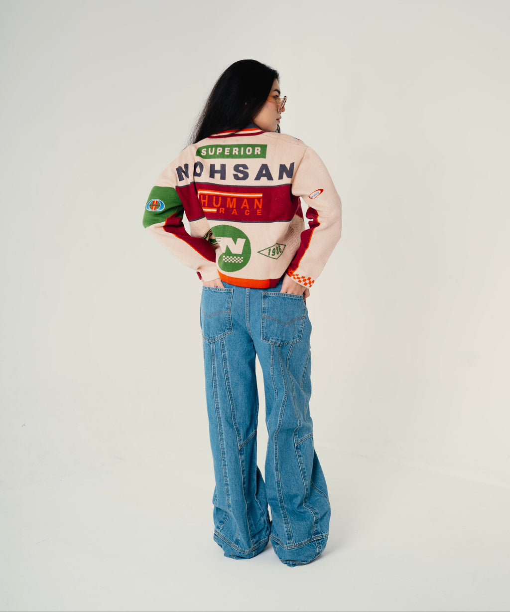 HumanRace Knit Moto Jacket Wine