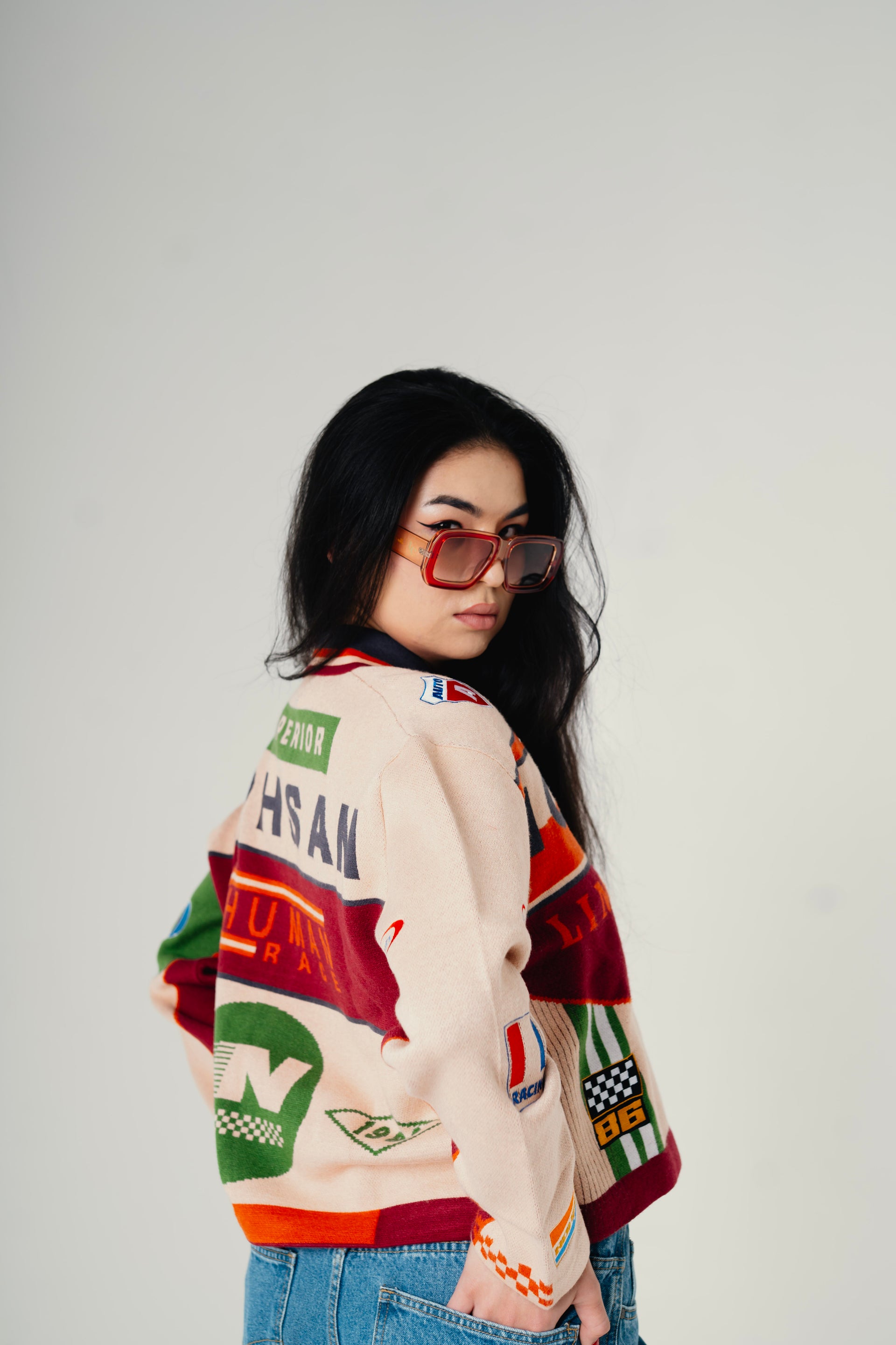 HumanRace Knit Moto Jacket Wine