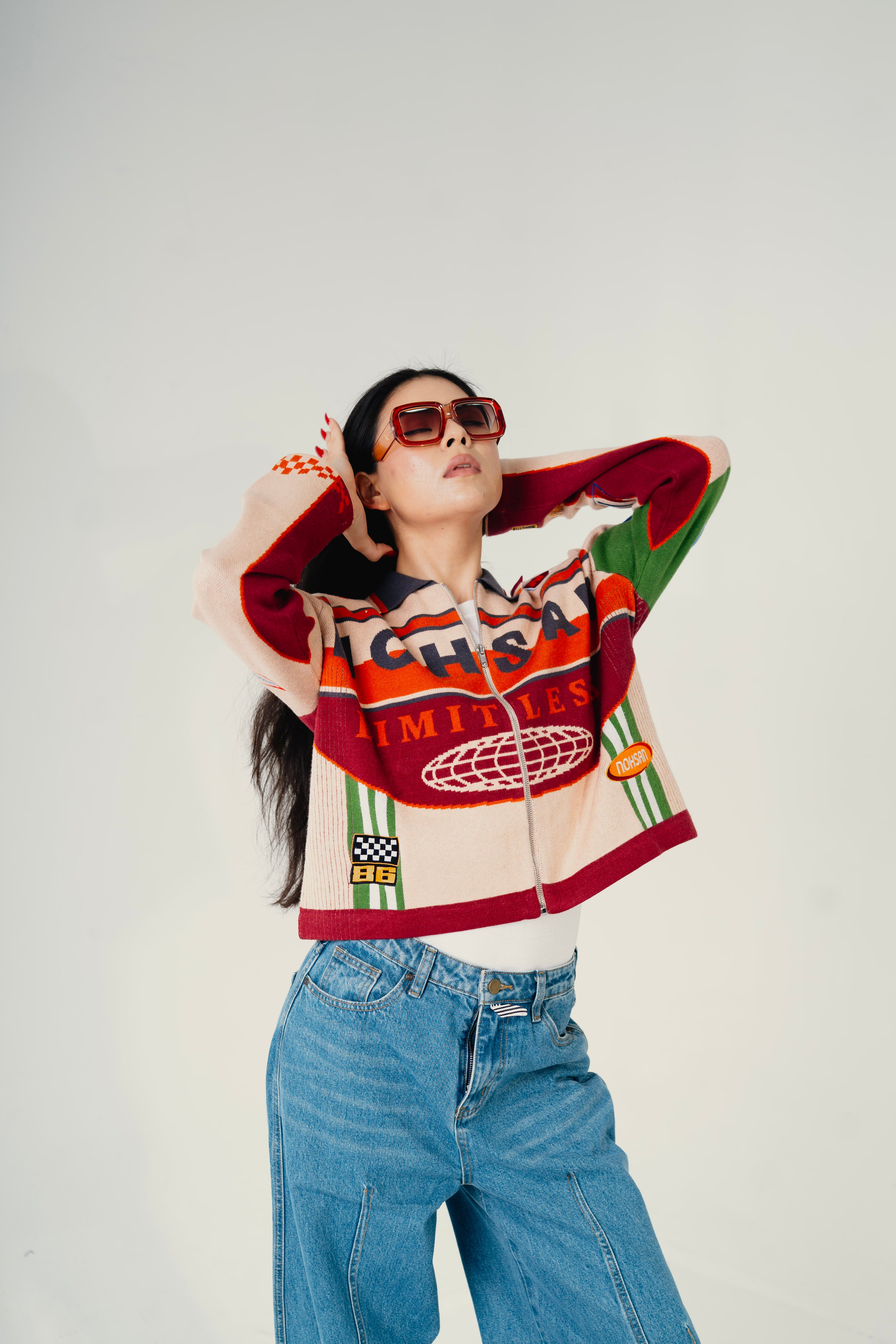 HumanRace Knit Moto Jacket Wine