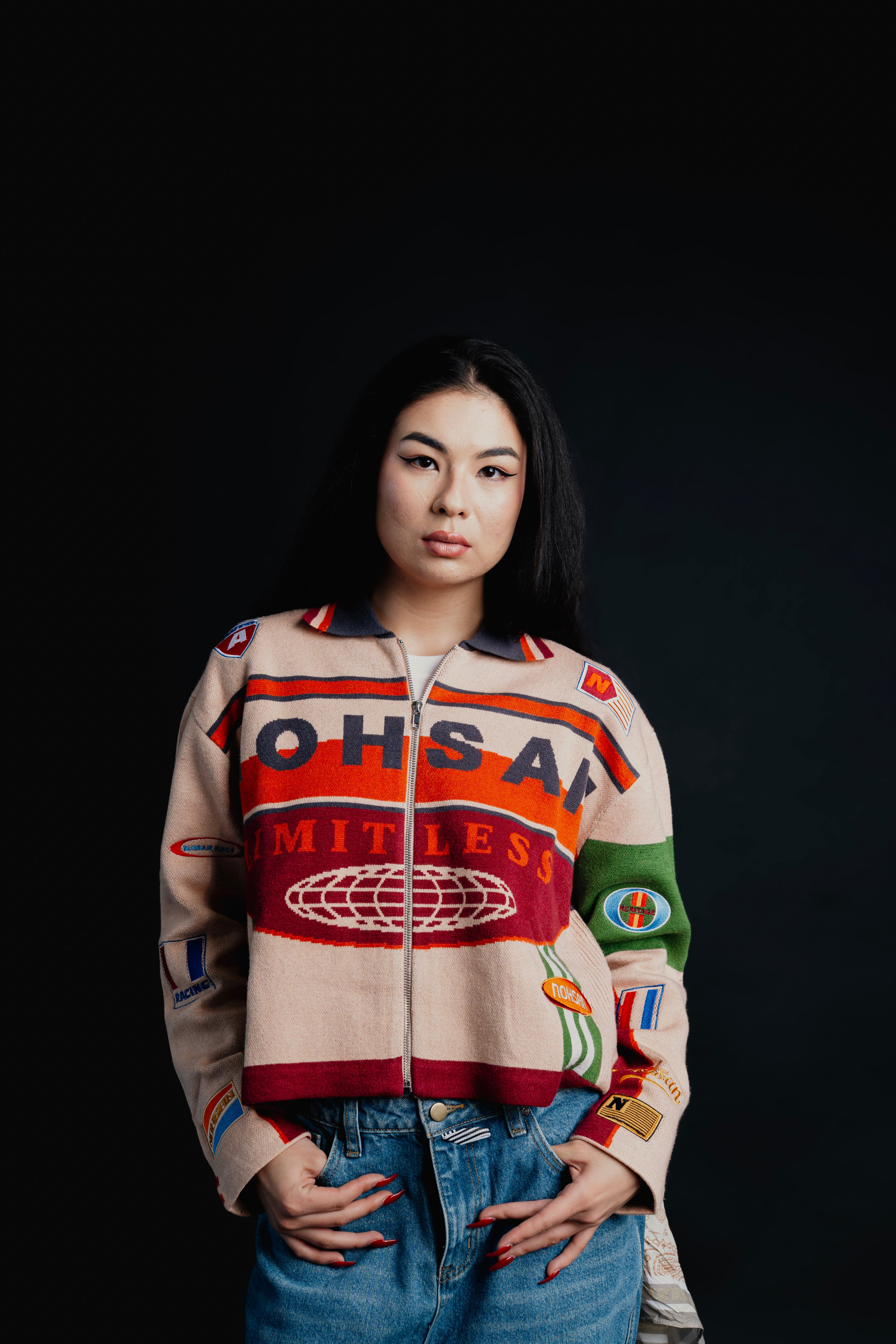 HumanRace Knit Moto Jacket Wine