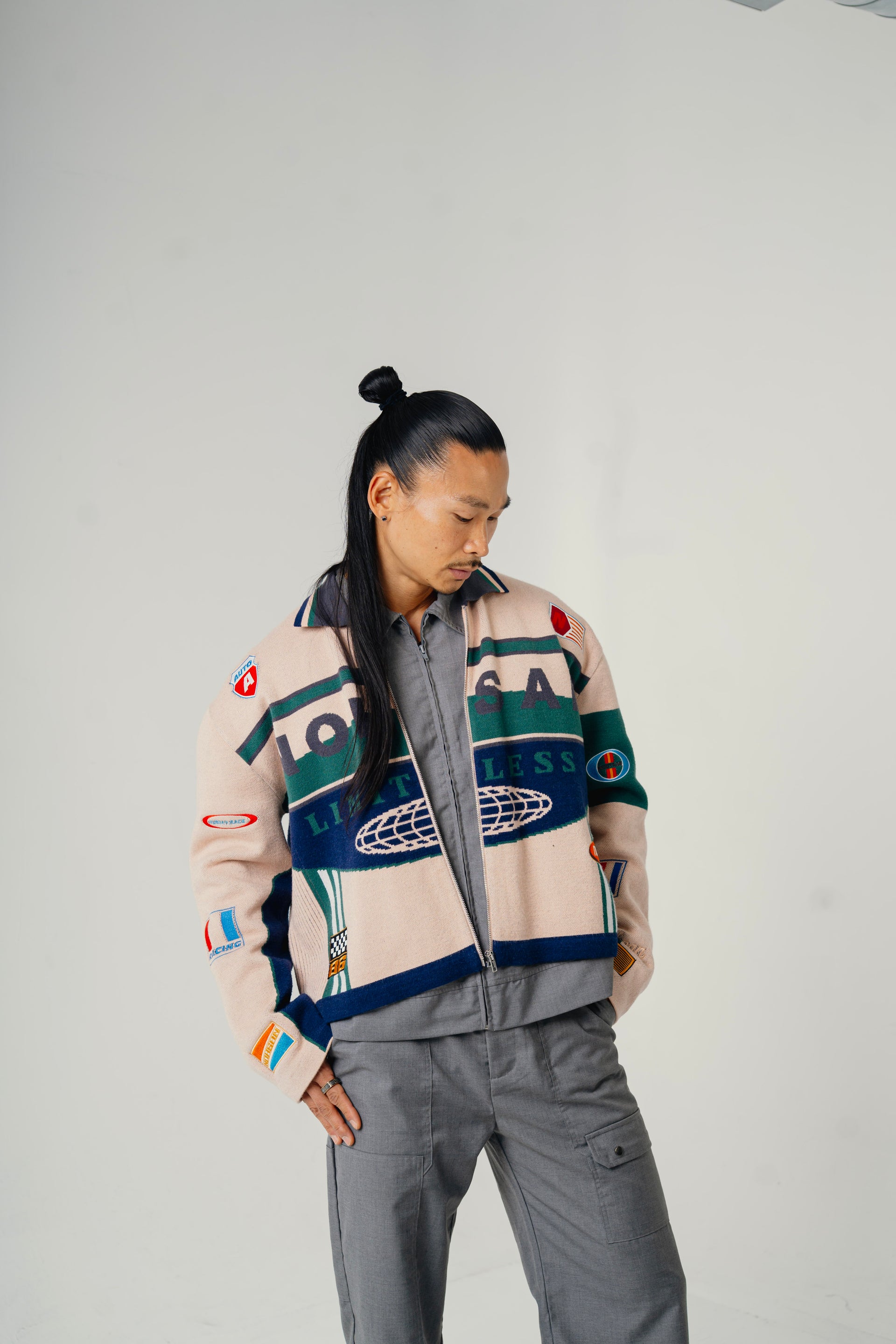 HumanRace Knit Moto Jacket Emerald